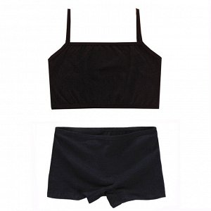 Комплект нижнего белья для девочки (топ + трусики-боксеры, цвет черный)