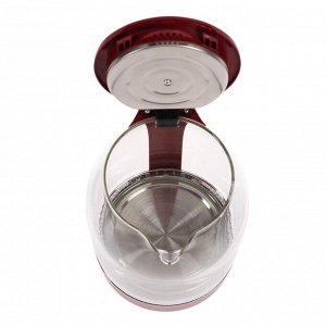 Чайник электрический Luazon LSK-1809, стекло, 1.8 л, 1500 Вт, подсветка, красный