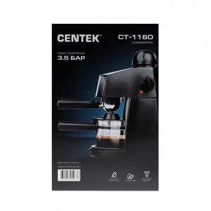 Кофеварка Centek CT-1160, рожковая, 800 Вт, 0.24 л, чёрная