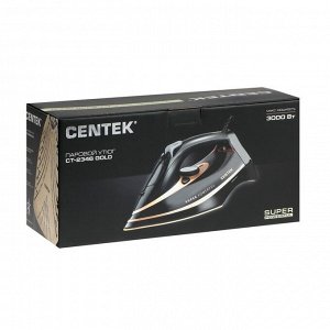 Утюг Centek CT-2346, 3000 Вт, керамика, 380 мл, капля-стоп, пар. удар, серо-золотистый