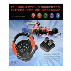 Руль Dialog GW-125VR E-Racer, проводной, вибрация, для PC, 2 педали, пычаг ПП, USB