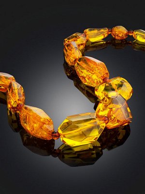 Переливающие бусы из натурального цельного янтаря «Кристалл золотистый»