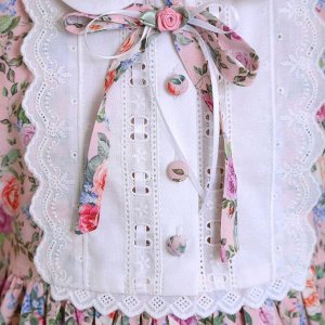 Платье кокетка с бантиком розовая набивка