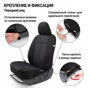 Автомобильные чехлы TT, полиэстер/сетка AIR MESH, 9 предметов, передний ряд, задний ряд, AIRBAG, черн./черн.