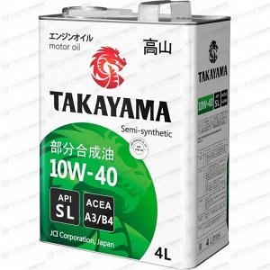 Масло моторное Takayama Safetex 10w40, полусинтетическое, API SL/CF, ACEA A3/B4, универсальное, 4л, арт. 605047