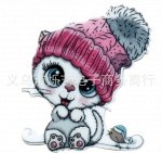 Акриловый кабошон-&quot;Кошечка в шапке&quot;