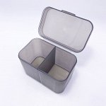 Бокс с крышкой из пластмассы на 2 отдела коричневый 11,4см*6,8см*9см
