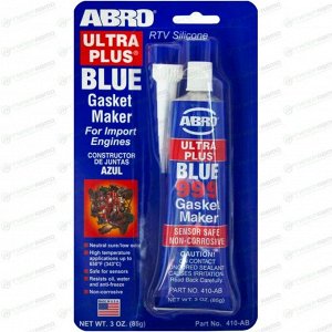 Герметик-прокладка ABRO OEM Blue 999 Gasket Maker, силиконовый, термостойкий, синий, туба 85г, арт. 410-AB