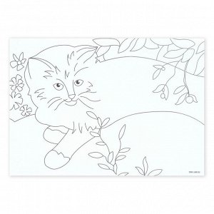 Живопись шерстью «Котёнок в листве», А4