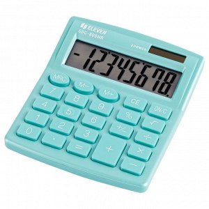 Калькулятор настольный Eleven SDC-805NR-GN, 8 разр., двойное питание, 127*105*21мм, бирюзовый