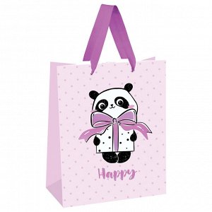 Пакет подарочный 26*32*12см MESHU ""PandaGift_Pink"", отд. фольгой, матовая ламинация