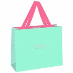 Пакет подарочный 32*26*12см MESHU &quot;&quot;Bright turquoise&quot;&quot;, отд. фольгой, выборочный лак, матовая ламинаци