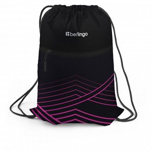 Мешок для обуви 1 отделение Berlingo ""Black and pink geometry"", 360*470мм, карман на молнии