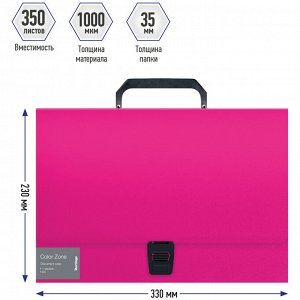 Папка-портфель 1 отделение Berlingo ""Color Zone"" А4, 330*230*35мм, 1000мкм, розовая