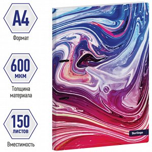 Папка на 2 кольцах Berlingo ""Liquid Wave"", 24мм, 600мкм, с рисунком, D-кольца, с внутр. карманом