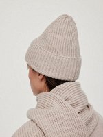 Шапка из кашемира и шерсти с отворотом, бежевый