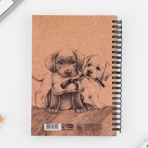 Скетчбук А5, 80 листов твердая обложка «Собаки».