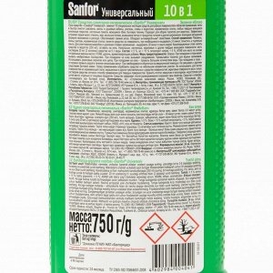Чистящее средство Sanfor "Зеленое яблоко", антимикробный, гель, универсальное, 750 мл