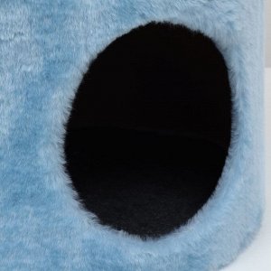 Домик с когтеточкой круглый, джут, 35 х 35 х 64 см, голубой