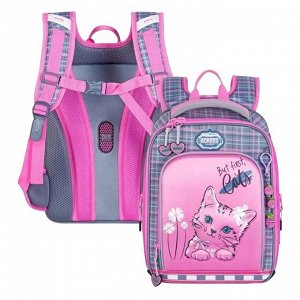 Рюкзак каркасный 35 х 26 х 14 см, Across HK22, наполнение: мешок, пенал, розовый/серый HK22-7