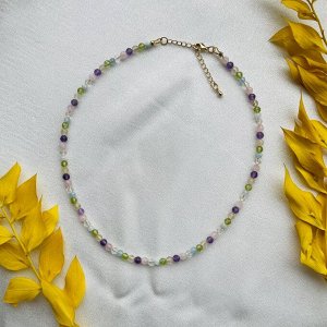 Колье из Аквамарина, Аметиста, Горного Хрусталя, Роз.кварца, Хризолита и Цитрина