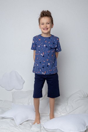 Пижама для мальчика Crockid К 1614 арт брызги на ультрамарине, глубокий синий