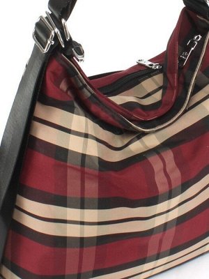 Сумка женская текстиль BoBo-1601-1 (рюкзак-change),  1отд. 1внеш,  3внут/карм,  бордо клетка 254123