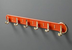 Настенная вешалка 6 крючков, цвет оранжевый