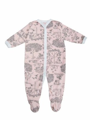 Комбинезон для новорожденных  с чепчиком (шапочкой) Amarobaby (Soft Hugs) Лесная сказка, розовый, 80