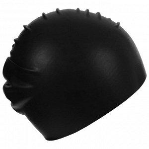 Шапочка для плавания взрослая, резиновая, обхват 54-60 см, цвет чёрный