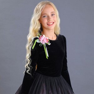 Платье бархатное черно-розовое
