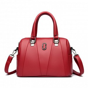 Женская повседневная сумка из эко кожи с декоративным металлическим элементом, цвет красный