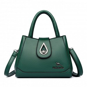 Женская повседневная сумка из эко кожи с хлястиком и поворотным замком, цвет зеленый