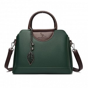 Женская повседневная сумка из эко кожи с металлическим брелоком, цвет зеленый