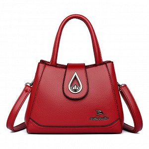 Женская повседневная сумка из эко кожи с хлястиком и поворотным замком, цвет красный