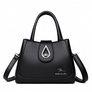 Женская повседневная сумка из эко кожи с хлястиком и поворотным замком, цвет черный