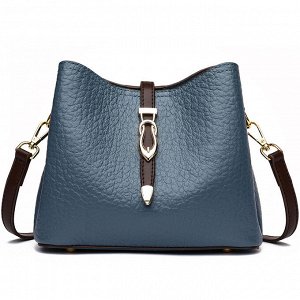 Женская сумка почтальонка из эко кожи с пряжкой-застежкой и регулируемым ремешком, цвет синий