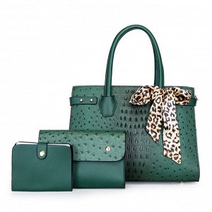 Женский комплект сумок "3 в 1" с лентой, цвет зеленый