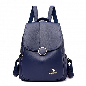 Женский повседневный рюкзак из эко кожи, с клепкой на верхнем клапане, цвет синий