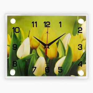 Часы настенные: Цветы, "Тюльпаны", бесшумные, 20 х 26 см