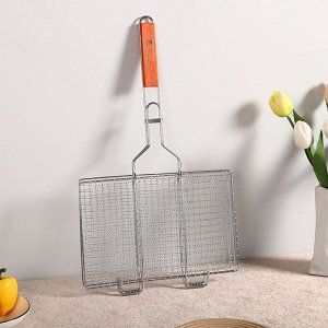 Решетка-гриль для мангала, барбекю, шашлыка, стейков, отбивных, рыбы, сосисок, овощей, на дачу, кемпинг, рыбалку, пикник, нержавеющая сталь / "ECOS" 35 x 25 см