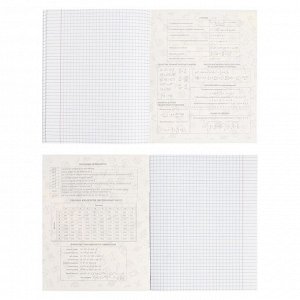 Тетрадь предметная "Мрамор темный" 48 листов в клетку Алгебра, со справочным материалом, обложка мелованный картон, покрытие софт-тач с тиснением золотой фольгой, блок офсет
