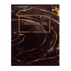 Тетрадь предметная "Мрамор темный" 48 листов в клетку Геометрия, со справочным материалом, обложка мелованный картон, покрытие софт-тач с тиснением золотой фольгой, блок офсет