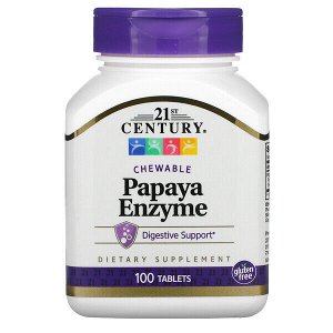 21st Century, Ферменты папайи (Papaya Enzyme), 100 жевательных таб