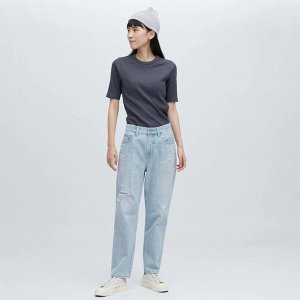 UNIQLO — зауженные джинсы-бойфденды с потертостями длина 66 см