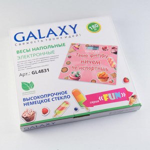 Весы Galaxy GL 4831 (6шт) Весы напольные электронные, максимально допустимый вес 180 кг, элемент питаня  «CR2032» в комплекте, сверхточная электронная система, платформа из высокопрочного стекла, ЖК-д