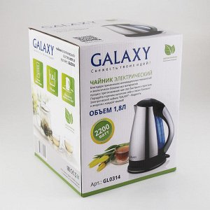 Чайник Galaxy GL 0314 (12шт) Чайник электрический 2200 Вт, 1,8л, скрытый нагревательный элемент, металлический корпус, съемный фильтр, автоотключение при закипании, автоотключение при отсутствии воды,