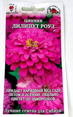 Цветы Цинния Лилипут Роуз ЦВ/П (Сотка) 0,3гр однолетник 70-90см