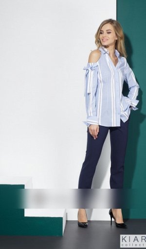 Блузка Блуза - 100% хлопок. Рост: 170 см. Блузка женская, ассиметричная, из хлопковой блузочной ткани, полуприлегающего силуэта, с центральной застежкой на петли и пуговицы; вырез горловины V-образный