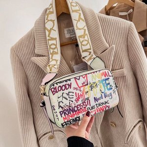 Женская сумка через плечо с граффити, экокожа